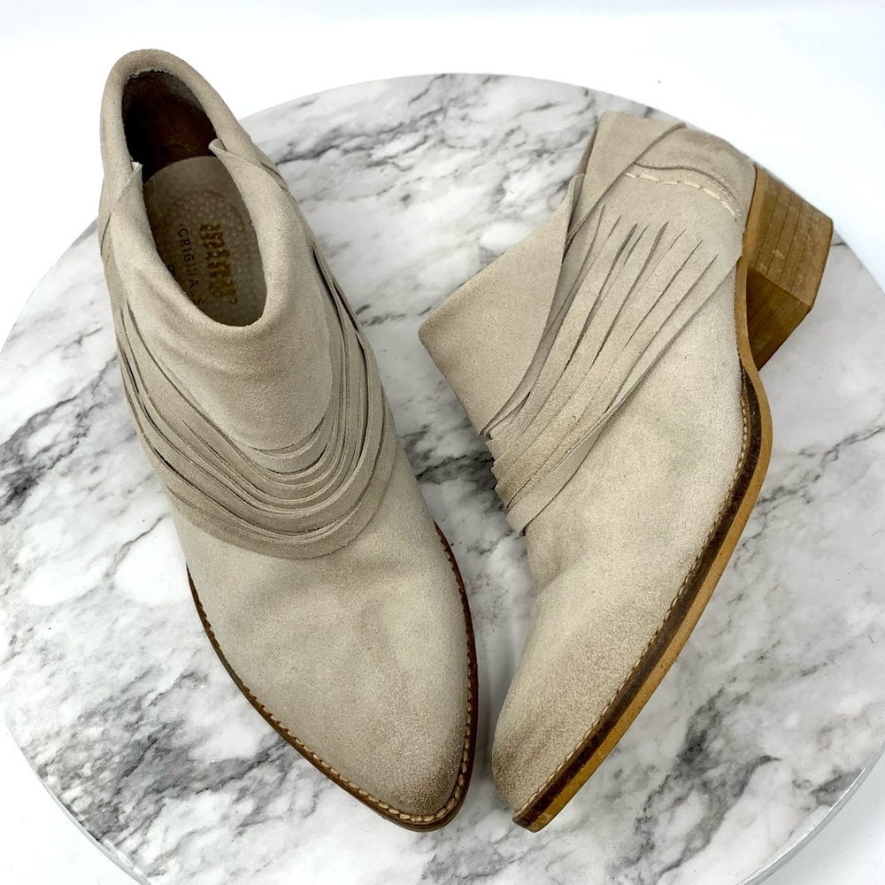 MTNG Originals Cuffed Suede Booties 40 Western Bohemian Boho Neutral Classic